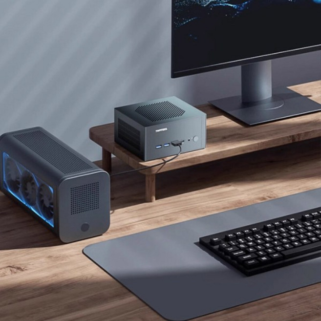 TOPFEEL DeskOne T1 미니PC R5 8745HS WiFi6 PC 베어본, 실버 SSD+DDR없음