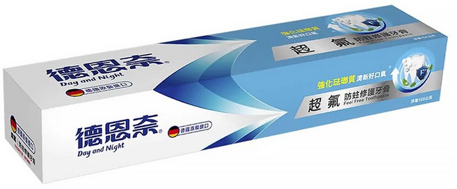 Day and Night 德恩奈 超氟 防蛀+修護 牙膏, 156g, 1條