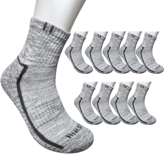 힘쏘 남성용 등산 스포츠 작업양말 에어쿨링, 10개, 보카시