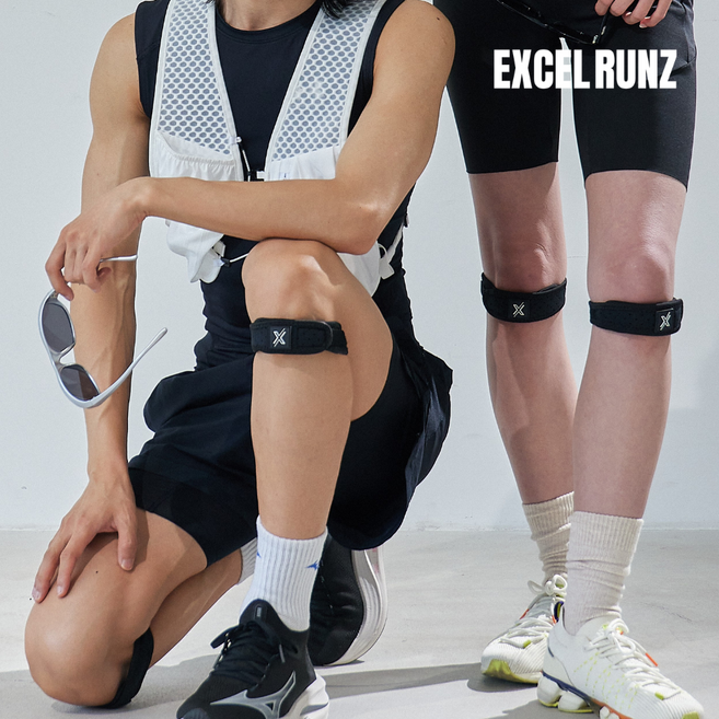 EXCELRUNZ 러닝 무릎보호대 슬개골 EXC-25, BLACK(블랙), 2개