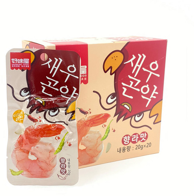 소하인(향라맛) 새우 세계 수입 추억 옛날 과자 스낵 곤약 젤리, 40개, 20g
