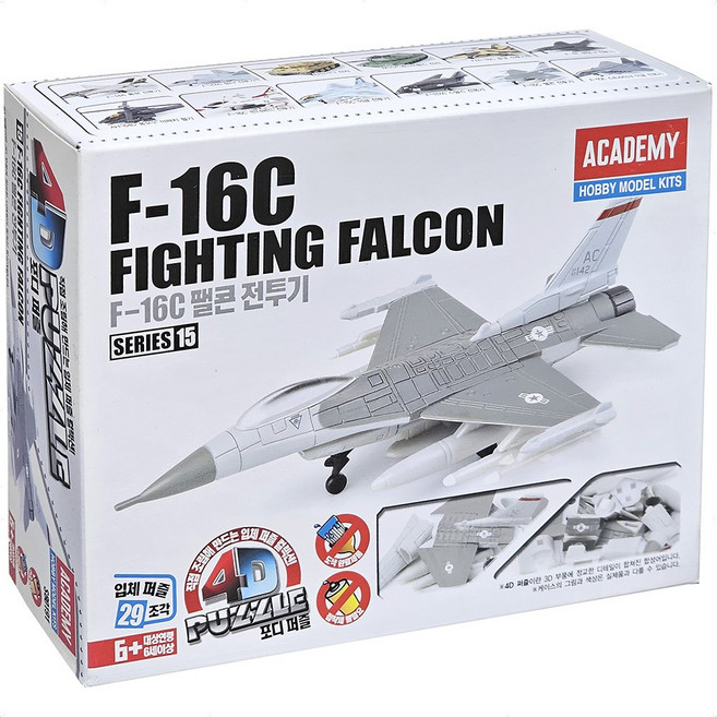 포디퍼즐 F-16C 팰콘 전투기 조립 아카데미과학 프라모델 4D퍼즐 80191, 1개
