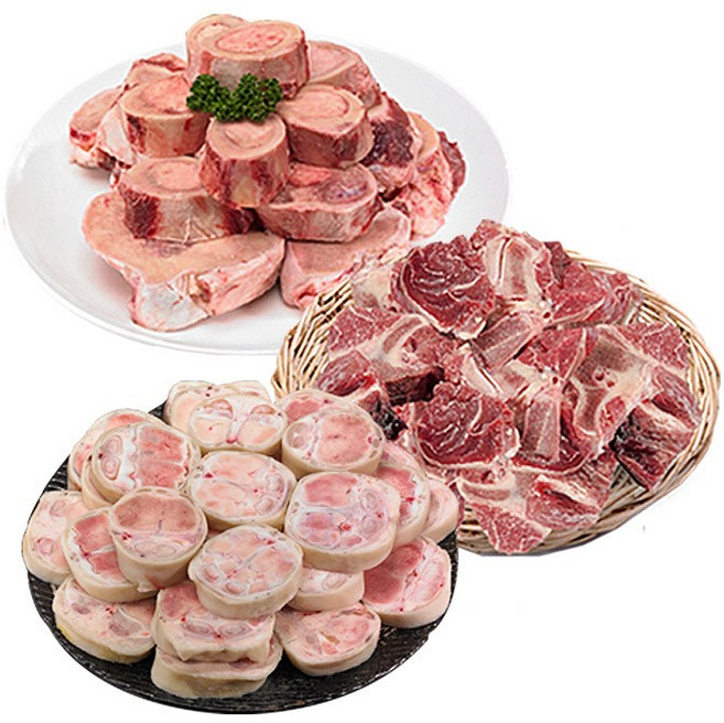 황금한우 한우 사골 우족 잡뼈 사태 불고기 구성 모음 곰탕용 보신용 세트, 1개, 04_사골2kg+우족1kg+잡뼈1kg