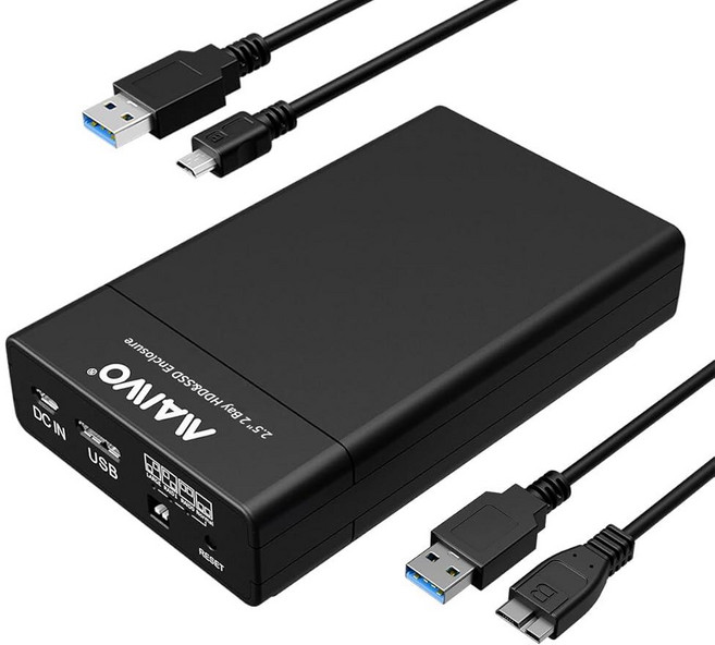 2.5인치 SATA SSD/HDD용 USB 3.0이 포함된 MAIWO 듀얼 베이 RAID 하드 드라이브 인클로저 UASP 12TB 용량 지원 0/1/JBOD/PM 도구 없는, MAIWO 듀얼 베이 RAID 하드 드라이브 인클로저,