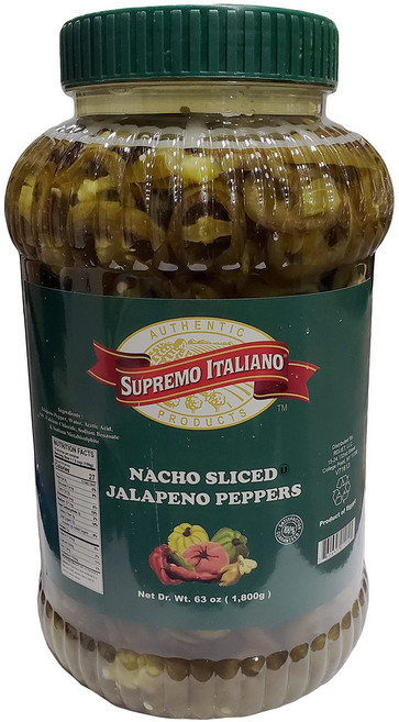 수프리모 이탈리아노: 얇게 썬 할라피뇨 고추 1갤런 Supremo Italiano: Sliced Jalapeno Peppers 1 Gallon, 1개, 1.8kg