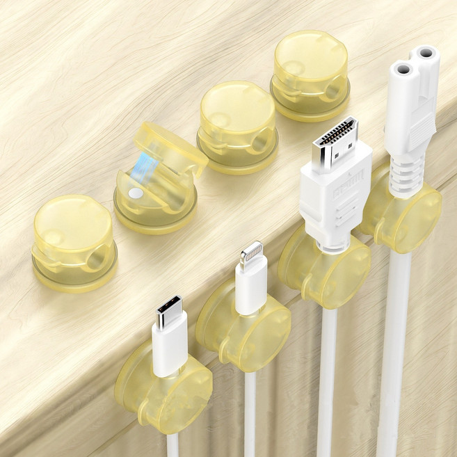 휴무드 회전하는 마그네틱 자석 케이블 선정리 홀더, 옐로우, 6개