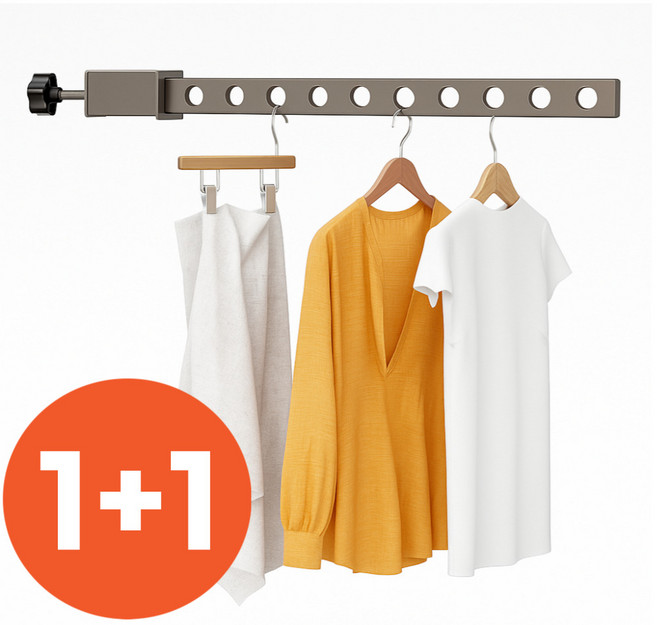 피크라운 공간활용 창틀 건조대 틈새 옷걸이 튼튼한 접이식 무타공 1+1, 모던그레이