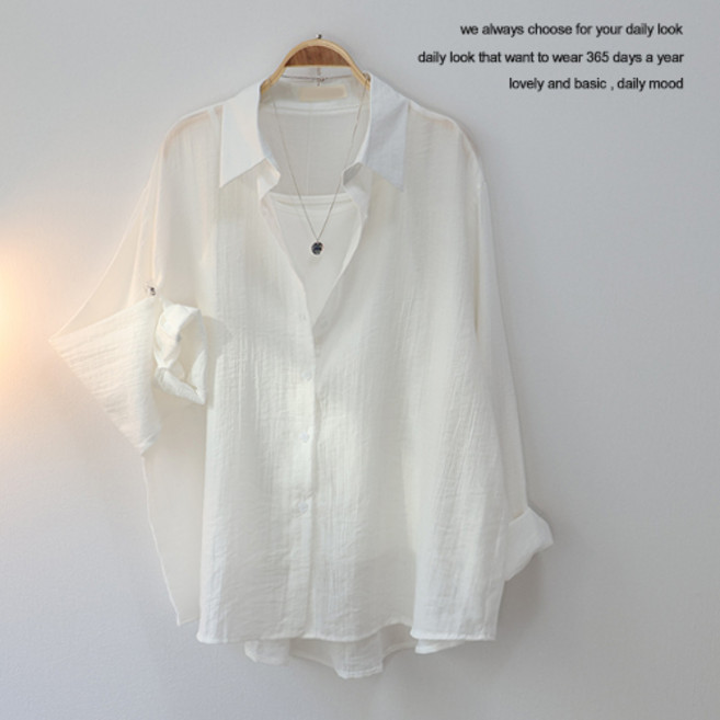스카이코코 여성 시스루 라이트 무지 셔츠
