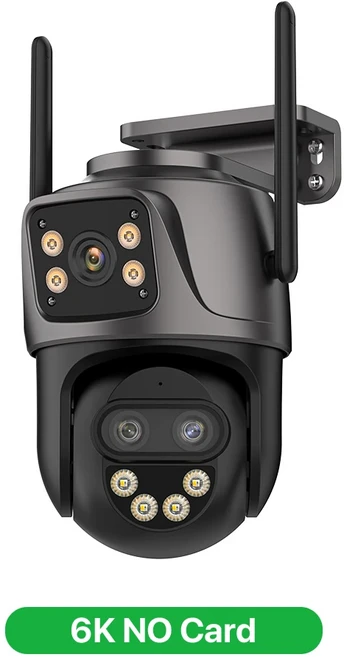 홈캠 6K 9MP HD IP 카메라 야외 3렌즈 외부 WiFi 카메라 4K/2K 듀얼 스크린, 09 6K NO Card, 04 AU 플러그