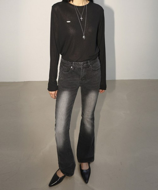 [국내정품] 밀리언코르 청바지 7163 캣 브러쉬 흑청 스판 블랙 부츠컷 데님팬츠 207796