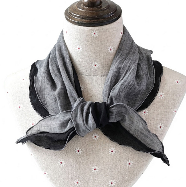 메리앤유 국내생산 투톤 배색 면혼방 쁘띠 미니 스카프