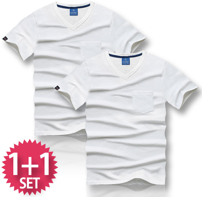 블루포스 메에델 브이넥 반팔티 1+1 세트 [2장 묶음] 티셔츠 [국내생산]