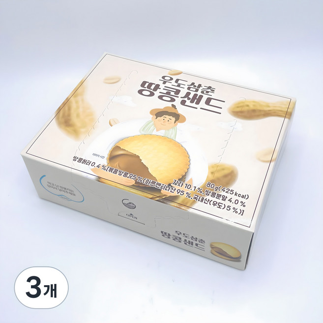 우도삼춘 제주 땅콩샌드 12p, 80g, 3개