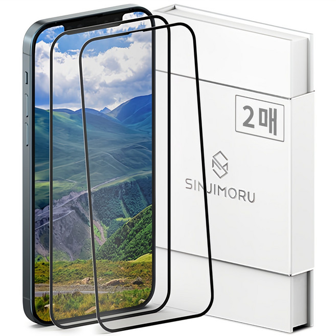 신지모루 풀커버 하이브리드 강화유리 휴대폰 액정보호필름 2매입, 1개