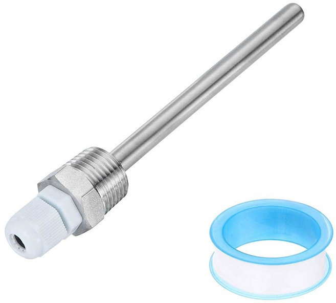 MECCANIXITY G1/2 써모웰 웰드리스 304 스테인리스 스틸 8mm 다이아 온도 센서 써모웰 50mm 케이블 글랜드 및 가정용 양조 맥주 발효기 테이프 화이트, White, 100mm