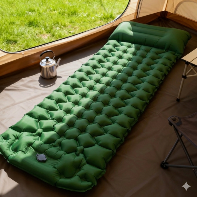 CHENZE 에어매트 자충매트 캠핑에어매트 넓은편 두꺼운편 휴대용 캠핑용품, 녹색