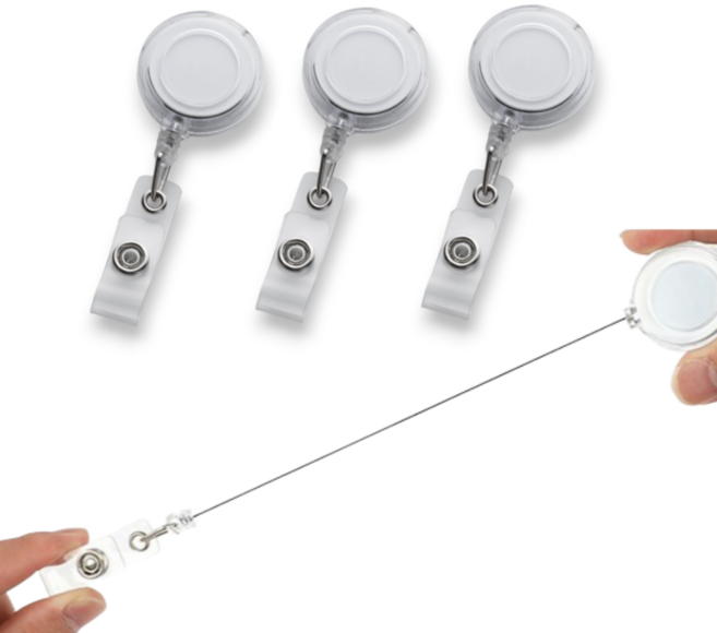 저스트겟 클립형 반투명 간호사 출입카드 명찰 릴 홀더, 3개
