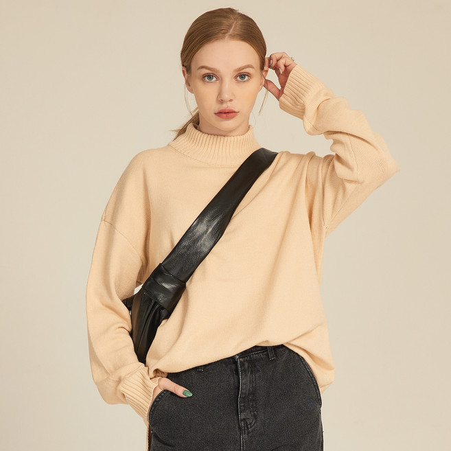 디커스텀 남녀공용 루즈핏 반목 터틀넥 니트 스웨터