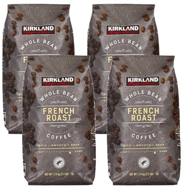 커클랜드 시그니처 프렌치 로스트 다크 홀빈 원두커피 1.13kg, 4개