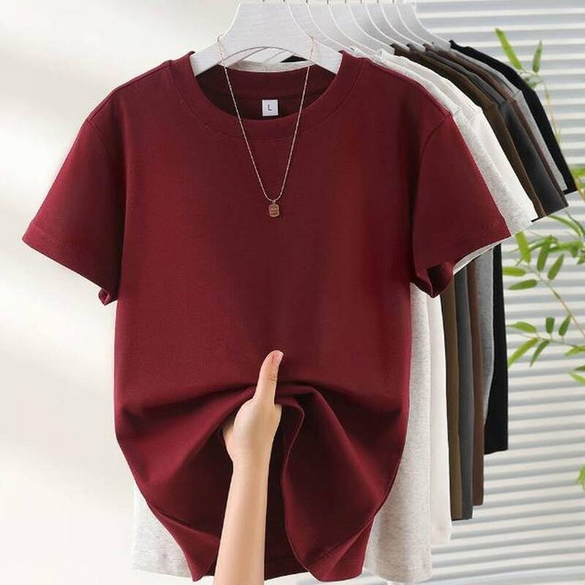 短版上衣女裝衣服短袖大尺碼瑜伽運動休閒圓領涼感T恤吸濕排汗顯瘦冰絲小香風五分袖韓版寬版透氣防曬上衣重磅厚磅t恤襯衫羽球衣