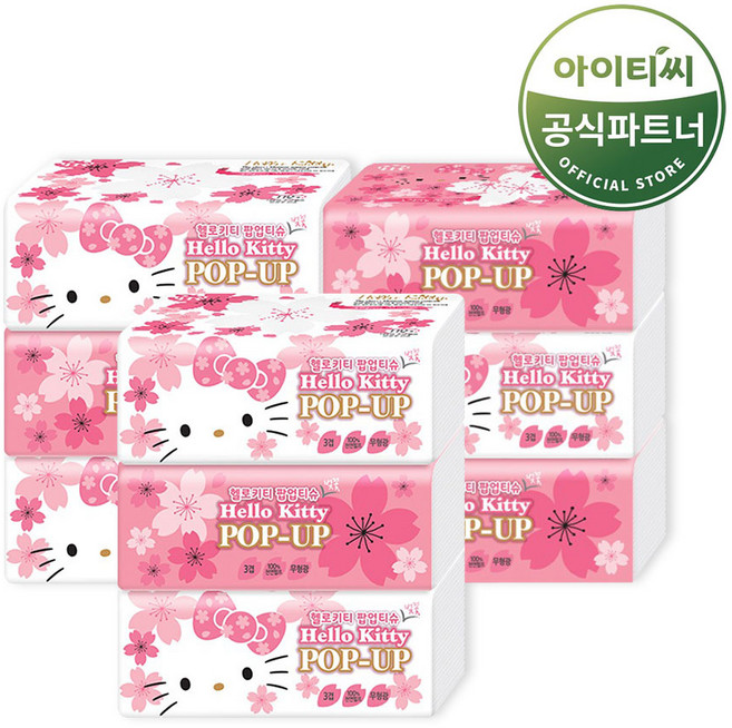 헬로키티 팝업티슈 벚꽃에디션 (110매 3개×3팩) 총9개, 110매, 9개