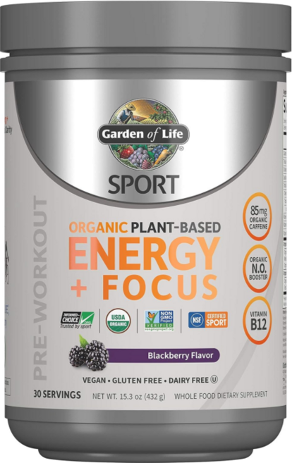 가든오브라이프 스포츠 오가닉 에너지+포커스 프리 워크아웃 파우더 블랙베리 체리맛 231g, 432g, 1개