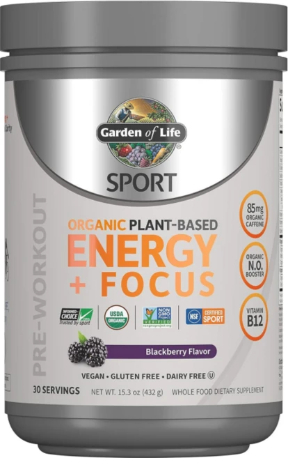 가든오브라이프 스포츠 오가닉 에너지+포커스 프리 워크아웃 파우더 엘더베리맛 432g, 1개 - 쿠팡