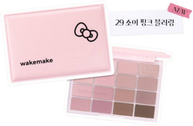 웨이크메이크 헬로 키티 블랙 에디션 소이핑크 블러링 아이 팔레트, 1개, 29 소이핑크 블러링