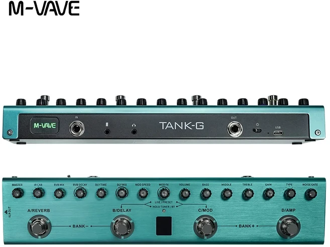 M-VAVE 탱크 G 기타 멀티 이펙트 페달 충전식 36 프리셋 프리앰프 슬롯 9 개 IR 캡 8 3 변조 지연 리, 01 Tank-G