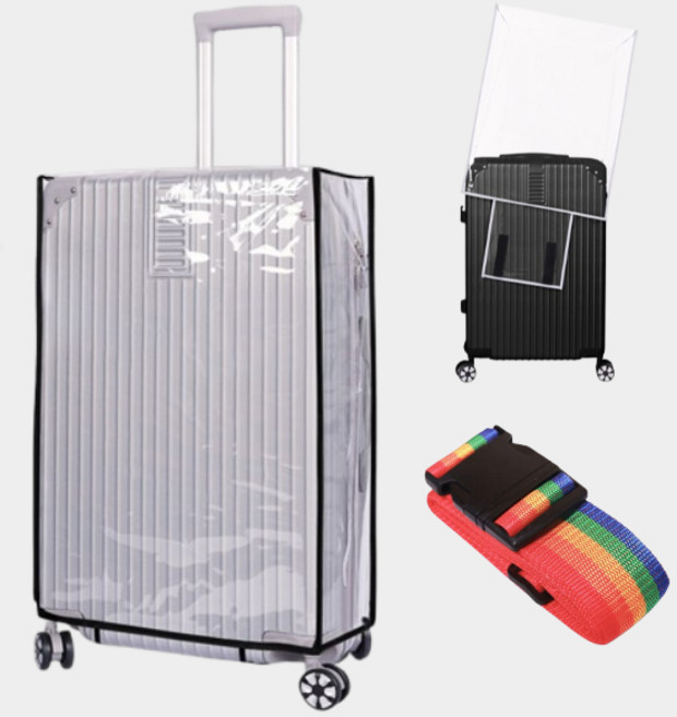 SOUEM 초간단 여행용 방수 캐리어 보호 커버 벨트 포함 전사이즈