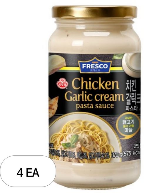 오뚜기 프레스코 파스타 소스 치킨 갈릭크림, 370g, 4개