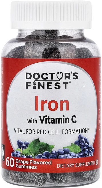 Doctor's Finest 비타민C가 함유된 철분 보충제 포도 맛 구미젤리 60개138318원산지:기타, Doctor's FINE 파인st, 비타민C가 함유된, 1개, 60정 - 쿠팡