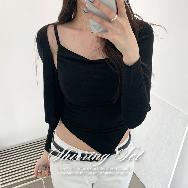 [순이] S.여성 뉴레인보우 셔링가디건세트