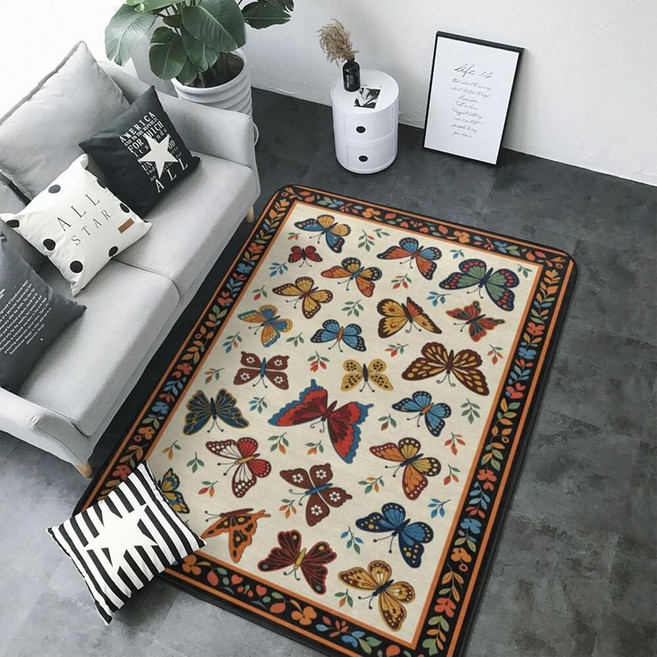 Butterfly Farmhouse Runner Rug 2x6 for Hallway Bedroom Colorful Kitchen Rugs Machine Washable Indo
