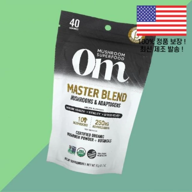 Om머쉬룸 마스터 블렌드 버섯 파우더 가루 분말 식물성 3.17온스 90g Om Mushrooms Master Blend Certified Organic Mushroom Pow - 쿠팡