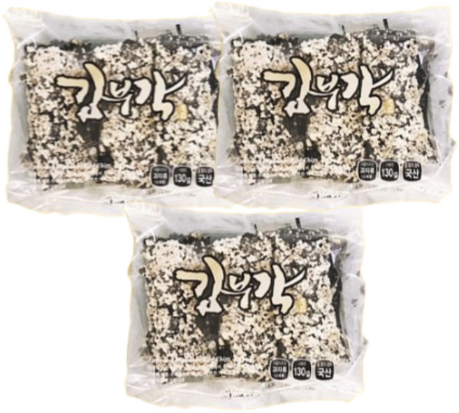 남원 월매식품 김부각 130g(12장) 3봉지 바삭바삭 고소한 영양반찬, 3개