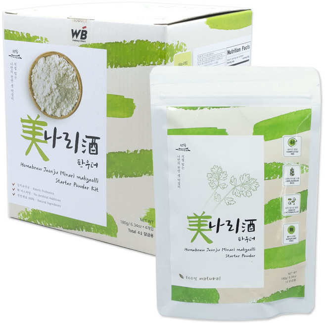 미나리막걸리 유산균 막걸리 만들기 선물 세트 가루탄산 생막걸리 제조 DIY 술만들기 키트, 미나리 180g, 180g, 1개