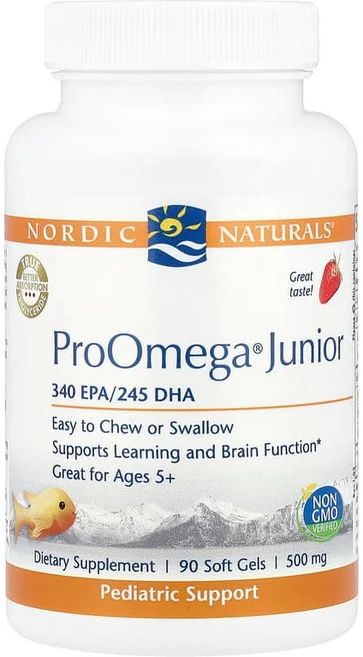 Nordic Naturals ProOmega® 주니어 5세 이상 딸기 맛 소프트젤 90정(소프트젤 1정당 340mg) NOR-07100, 90정, 1개 - 쿠팡