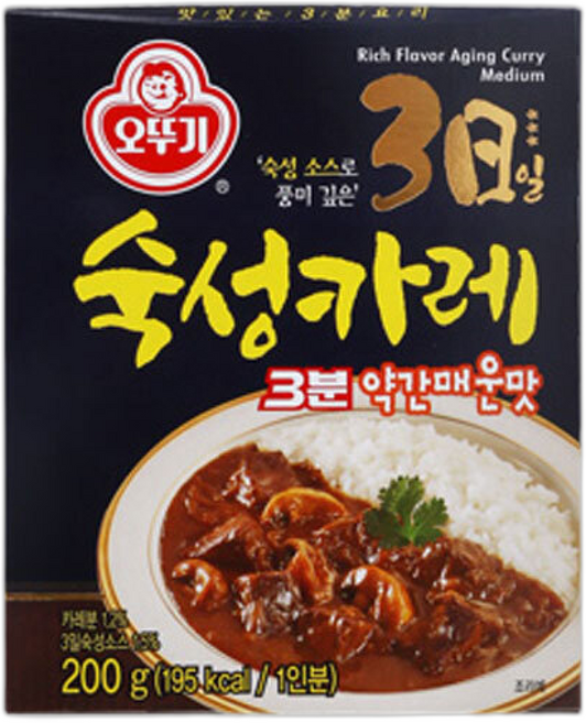 오뚜기 3분 3일숙성 카레 약간매운맛, 200g, 12개