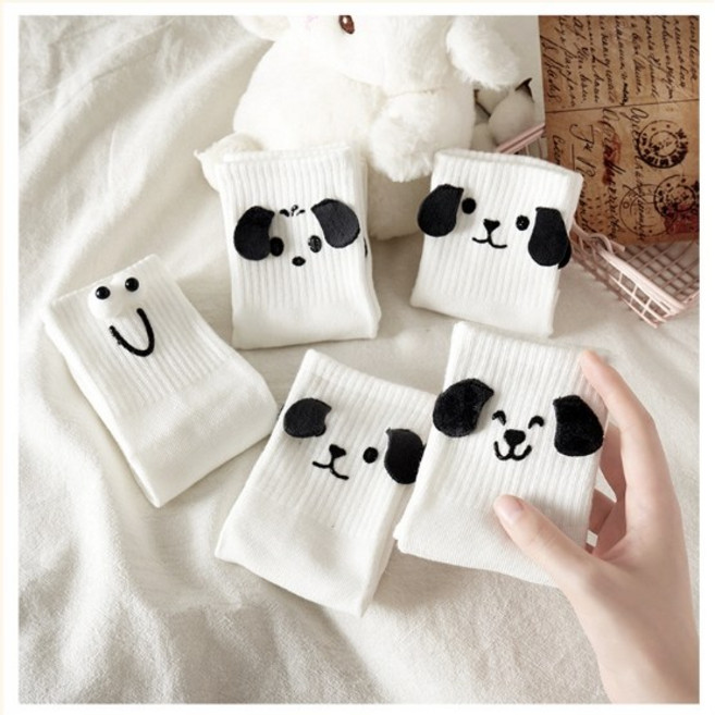 귀여운 인싸 양말 5개입 학생 교복 중목 흰색 양말