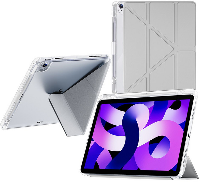 JAMJAKE 스마트 커버 Y형 아이패드 케이스 펜슬 수납 반투명 태블릿PC 보호케이스, 아이패드 미니 7세대(A17pro)/6세대  8.3, 그레이, 1개