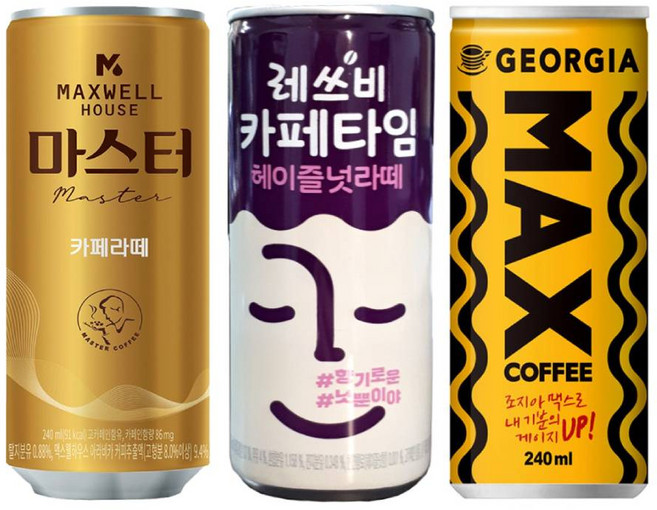 맥스웰 마스터 카페라떼 240mlx30개+레쓰비 카페타임 헤이즐넛라떼 240mlx15개+조지아 맥스 240mlx15개, 1개, 240ml