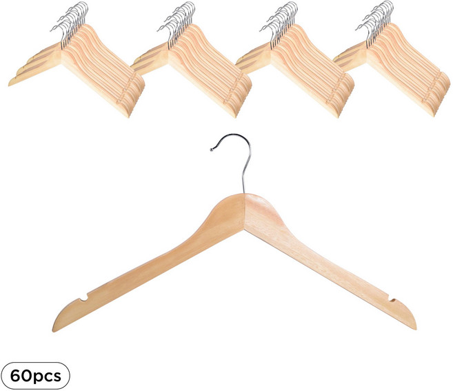 리빙오보제 프리미엄 원목 옷걸이, 60개