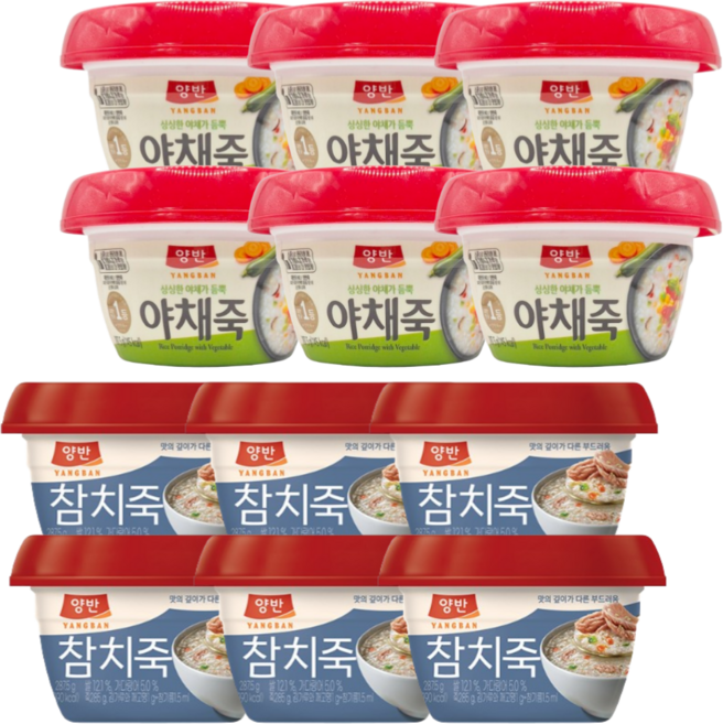 동원 양반 참치죽 287.5g 6개 + 야채죽 287.5g 6개