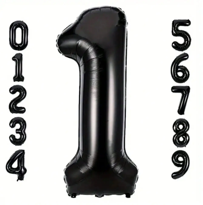 봉스 숫자 풍선 블랙 대형 40인치 100cm, 숫자1, 1개