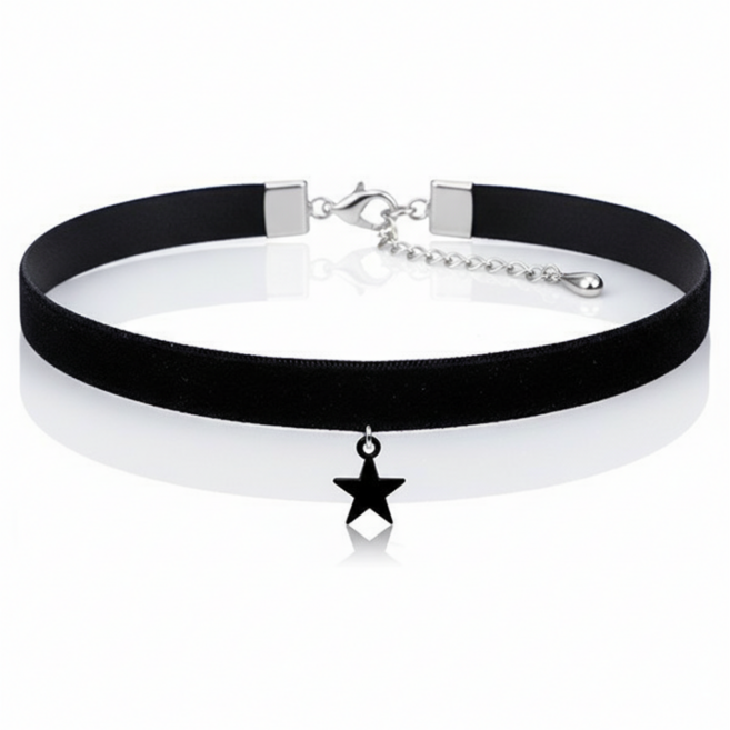 봄별 블랙 스타 벨벳 초커 목걸이