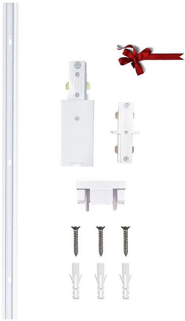 화이트 알루미늄 합금 쉘 H형 트랙 조명 레일 4PCS H 레일 키트 120V 단일 회로 3와이어 6.5피트(3.28FT*2) 헤드를 위한 추가 I 커넥터 벽 앵커 포함, 1 White Kit No Dimmer, 2x3.28FT Rail Kit