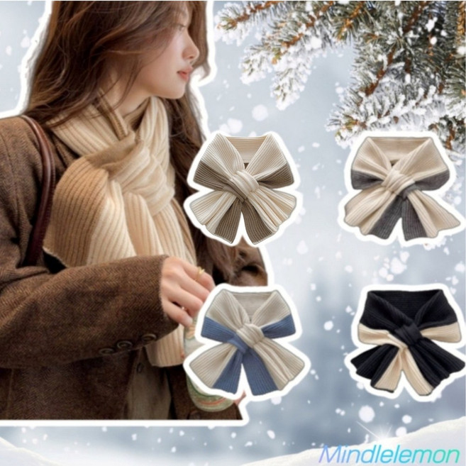 민들레몬 니트머플러 부드러운 고급 목도리 크로스 투톤 쁘띠 목도리 남녀공용