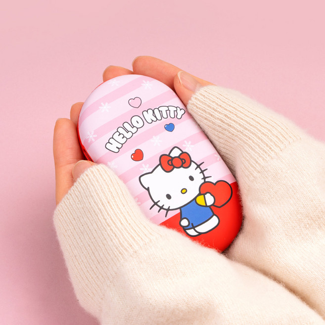 산리오 미니 핫팩 조약돌 휴대용 USB 충전식 양면 발열 전기 손난로 보조배터리, 헬로키티 SAN-RHW-C-HK, 헬로키티