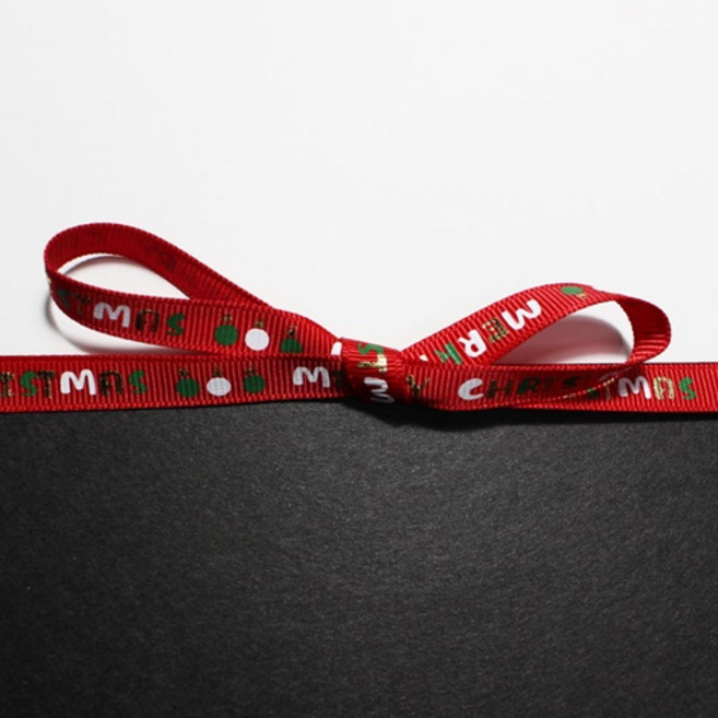 크리스마스 큐트 레드 골직 리본 포장 10mm 1마 약 90cm